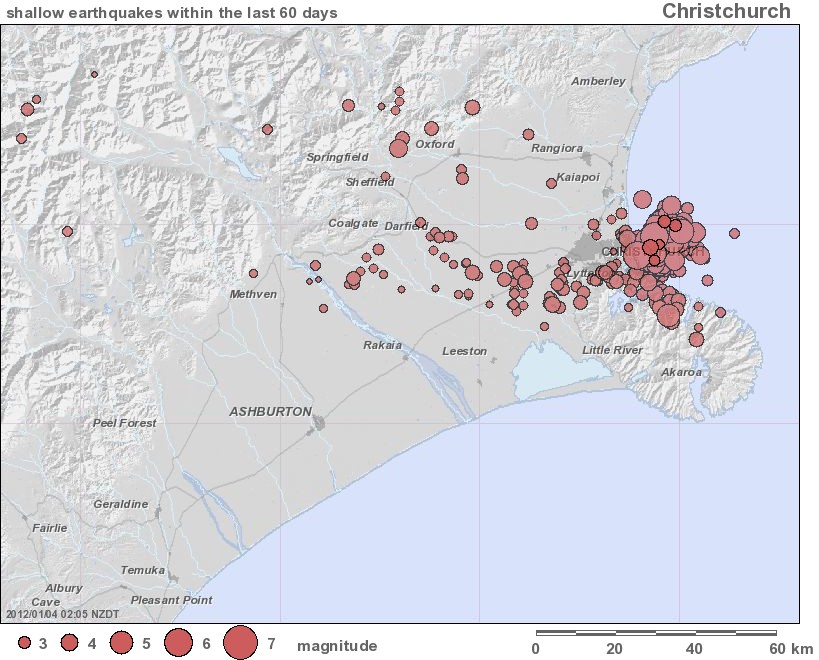GNS 60 days Christchurch shallow quakes