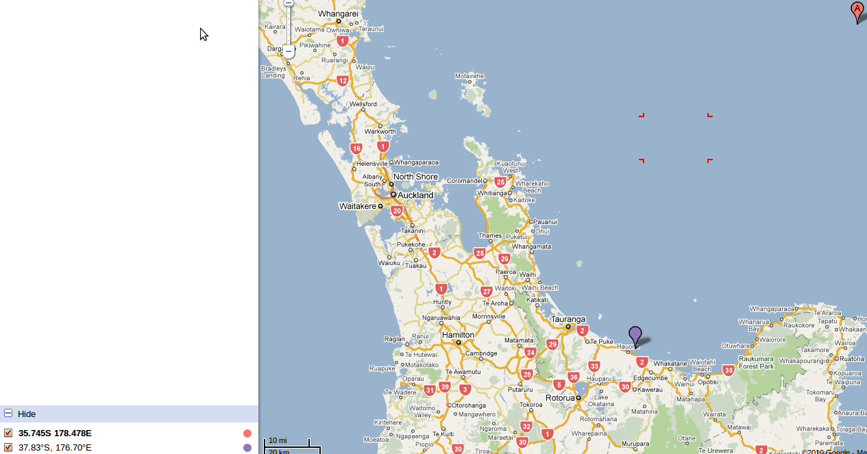 Rumble III & 071010 mag 2.7 quake locations